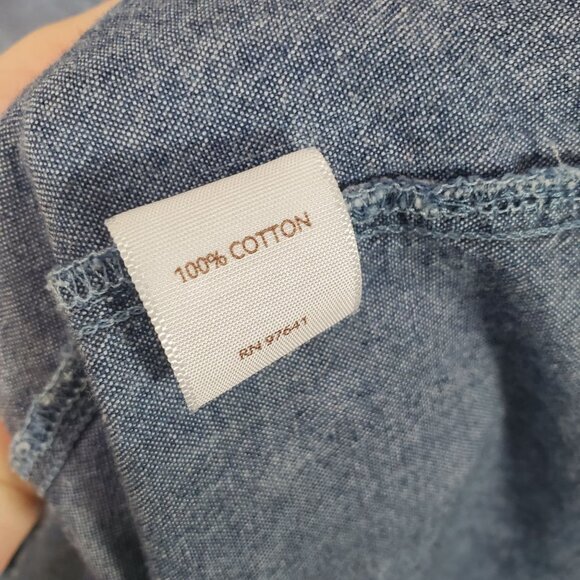 J. JILL DENIM Womens Button Top Large 100% Cotton Blue Long Sleeves Point Collar - Picture 7 of 9